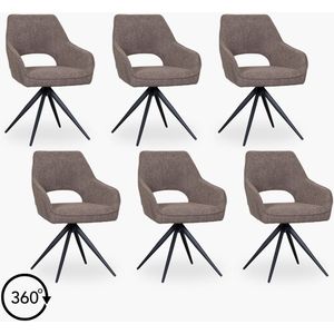 6x Eetkamerstoel Veya - Taupe Boucle