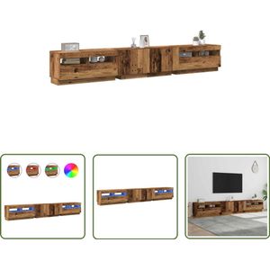 The Living Store Tv-meubel met LED 260x35x40 cm bewerkt hout oud hout - Tv-meubel - Led Tv-tafel - Media Kast - Houten Tv-kast - Salon Meubilair