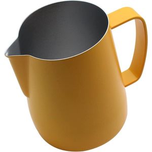 Kruik van roestvrij staal dampende kan, geschikt voor koffie, latte en schuimende melk, 350 ml, geel