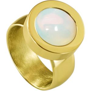 Quiges Dames Ring RVS Goudkleurig met Opaal Mini Coin - SLSRS55620