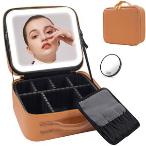 Luxe Make Up Tas Met Spiegel & LED Verlichting - Beautycase - Make up Spiegel - Make up Koffer - Organizer