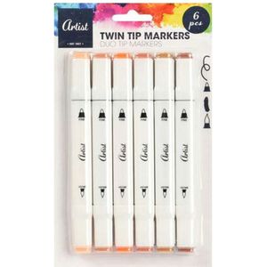 Artist - Stiften Geel/Groen - Twin Tip Markers - Duo Tip Markers - Alcohol Markers - Stiften Volwassenen - Markeerstiften - Kleur Stiften - Dikke Stiften - Fineliners - Kinderen - 6 kleuren