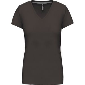 T-shirt Dames XL Kariban V-hals Korte mouw Dark Grey 100% Katoen