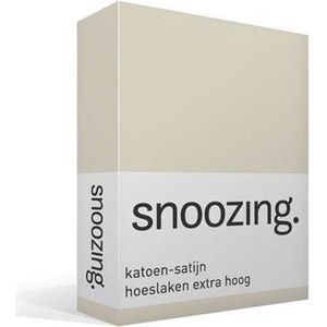 Snoozing - Katoen-satijn - Hoeslaken - Extra Hoog - Eenpersoons - 90x200 cm - Ivoor