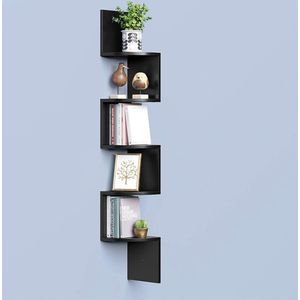 VASAGLE Hoekrek, wandrek met 5 planken, zwevende plank, voor keuken, slaapkamer, woonkamer, werkkamer, kantoor, zwart LBC20BK