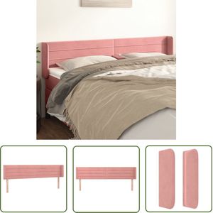The Living Store Hoofdbord met randen 183x16x78/88 cm fluweel roze - Hoofd Bord - Hoofdbord - Beddecoratie - Velvet - Roze