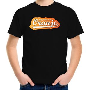Zwart Holland fan t-shirt voor kinderen - supporter van oranje - Nederland supporter - EK/ WK shirt / outfit 110/116