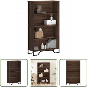 The Living Store Boekenkast 80x31x137,5 cm bewerkt hout bruin eikenkleur - Boekenkast - Houten Boekenkast - Bruine Eiken Boekenkast - Vintage Boekenkast - Design Boekenkast