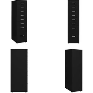 vidaXL Ladeblok verrijdbaar 28x41x109 cm metaal zwart - Ladeblok - Ladeblokken - Ladenblok - Ladenblokken
