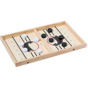 Slingpuck Game - Speelgoed - Slingshot - Hockey - Sjoelbak hout - Bordspel - Drankspelletjes - 35 x 22 cm