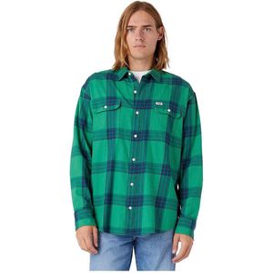 WRANGLER Patch Pocket Oversized Shirt Met Lange Mouwen Heren - Pine Green - 3XL