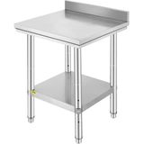 Keukeneiland - Keukenwerkbank - Keukenwerktafel - Keukentafel - Roestvrijstalen Keukenwerktafel - Horeca Werkbank - 24x24x35 inch 330LBS - met Onderblad - voor Restaurant Garage