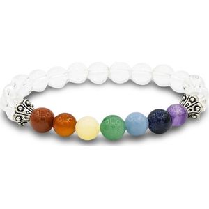 Chakra bergkristal elastisch - Chakra armband - Chakra edelstenen - Armband met chakra edelstenen en bergkristal