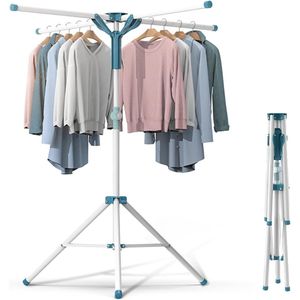 Kleding Luchter Droogrek voor binnen en buiten, kleding paard wasrekken opvouwbaar met 4 armen voor hangers, in hoogte verstelbaar 110-180 cm.