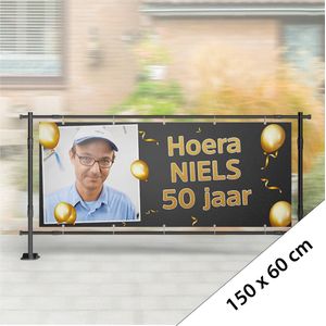 Spandoek Abraham Ballon 150 x 60 cm (Met eigen naam en foto)