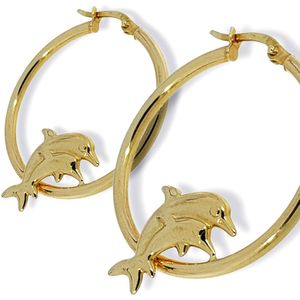 Gouden Oorringen 29 mm 2 mm 14 karaats Dolfijn - Star juwelier