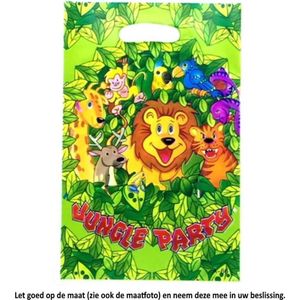 10 Transparante Uitdeelzakjes Jungle Party 16,5 x 25 cm - Cellofaan Plastic Traktatie Kado Zakjes - Snoepzakjes - Koekzakjes - Koekje - Cookie - Leeuw - Dieren - Giraf - Aap - Vogels - Slang