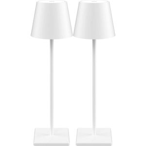 2 Stuks - Oplaadbare Tafellamp - Dimbaar - Aluminium - Bureaulamp - Waterdicht - 38CM - Nachtlamp - Wit