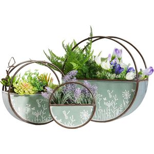 Goodivery ® Stijlvolle Set van Drie Ronde Wandplantenbakken voor Binnen en Buiten