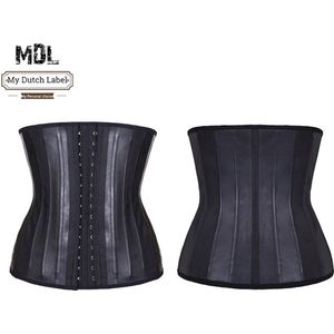 Waist trainer voor zandloper figuur- 3 hooks verstelbaar ( Zwart ). stimuleert vetbranding, helpt voor rechte houding en rugklachten.Maat M