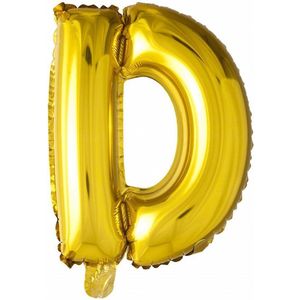 Folie Ballon Letter D Goud 41cm met Rietje