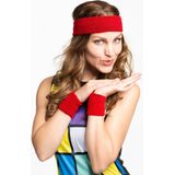 Partychimp Set Hoofdband Polsbandjes voor bij Carnavalskleding Dames Carnaval Accessoires Foute Party - Rood - Polyester