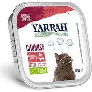 Yarrah cat kuipje brokjes kip/rund kattenvoer 100 gr