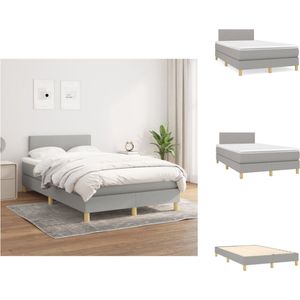 vidaXL Boxspringbed - Comfort - Bed - 203 x 120 x 78/88 cm - Lichtgrijs - Stof - Multiplex en bewerkt hout - Bed