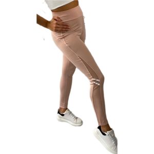 Sportlegging - Dames - Highwaist - Maat L-XL 40-42 - Yoga legging - Kleur Rose - doorzichtig stukje benen.
