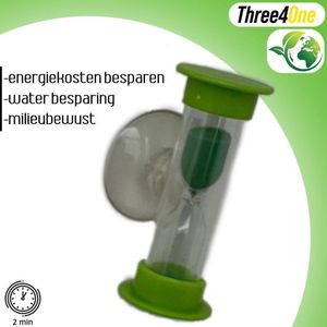 Three4One - Badkamer / tandenpoets/ douche timer zandloper 2 minuten