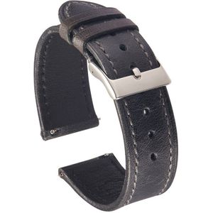 SmartphoneClip® Horlogeband - Vintage Leer - 18 mm - Zwart - Horlogebandjes