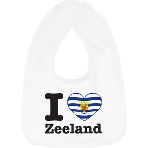 Hospitrix Baby Slabbetje met Tekst I Love Zeeland"" | 0-3 maanden | Wit | Cadeau voor Zwangerschap | Provincies Nederland | Zeeland