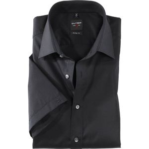 OLYMP Level 5 body fit overhemd - korte mouwen - zwart - Strijkvriendelijk - Boordmaat: 41