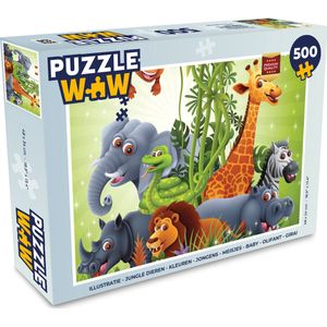 Puzzel Jungle dieren - Planten - Kinderen - Olifant - Giraf - Leeuw - Legpuzzel - Puzzel 500 stukjes