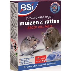 BSI – Pastalokaas tegen Muizen en Ratten – Muizengif - Rattengif – Rattenvergif - Muizenvergif – Binnen & Buiten – 150g