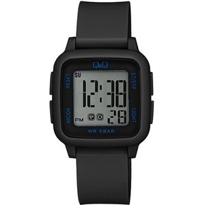 Q&Q G02A-004VY - Horloge - Digitaal - Unisex - Plastic band - Vierkant - Kunststof - Datumaanduiding - Stopwatch - Alarm - Tweede tijdzone - Backlight - Zwart - Transparant - Wit - Waterdicht 5 ATM