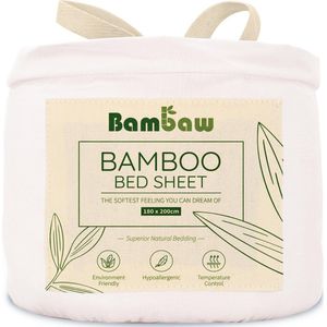 Bamboe Hoeslaken | 2-Persoons Eco Hoeslaken 180cm bij 200cm | Wit | Luxe Bamboe Beddengoed | Hypoallergeen Hoeslaken | Puur Bamboe Viscose Rayon Hoeslaken | Ultra-ademende Stof | Bambaw