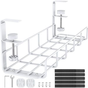 Kabelbeheer onder bureau Onderbureau Kabelbeheer Kabelmand voor het beheren van kabels en stekkerdozen, wit