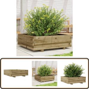 vidaXL Plantenbak - 80x80x26,5 cm - Grenenhout Plantenbak - Plantenbakken - Bloempot - Bloembak