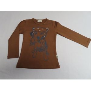 T-Shirt met lange mouw - Meisje - Camel - Hond - 4 jaar 104