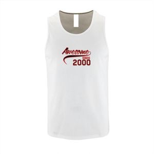 Witte Tanktop met Rode print ""Awesome 2000 “ size XL