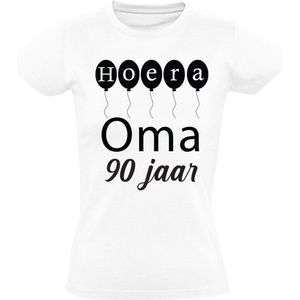 Hoera oma 90 jaar Dames T-shirt - verjaardag - feest - oma - verjaardagsshirt - jarig - cadeau