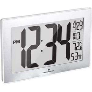 Marathon Wandklok Panoramic Wall Clock XL Zilver Wit