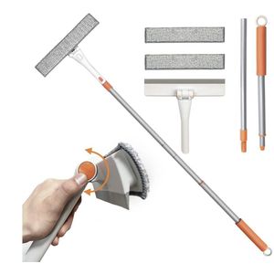 Telescopische Window Suction Nozzle Cleaning Equipment Kit 120cm 2 in 1 Uitschuifbare Window Cleaner Tool, schraper en Scrubber Combo Met 180 graden rotatie hoofd voor huis ramen glas Auto ' s