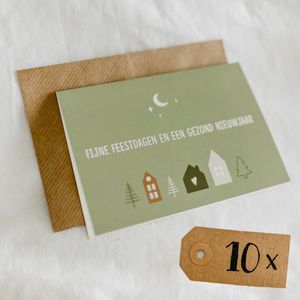 10x hippe gekleurde kerstkaarten (A6 formaat) - kerst kaarten om te versturen - kaartenset - kaartjes blanco - kaartjes met tekst - Luxe kerstkaarten