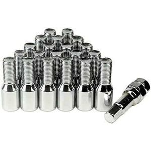 Wielbouten - M12 x 1,5 - 28mm - Zilver bouten - 20 stuks plus Sleutel / M12x1.5 / M12x1,5 / M12 x 1.5 / M12 x 1,5 / Inbus Bouten