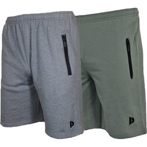 2-Pack Donnay Joggingshort - Sportshort - Heren - Maat L - Silver-marl/Jungle green (594)