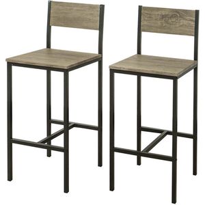 Rootz Moderne Barkruk Set van 2 - Tegenkrukken - Hoge stoelen - Comfortabele rugleuning - Geïntegreerde voetensteun - Ideaal voor bars en cafés - 39 cm x 95 cm x 41 cm