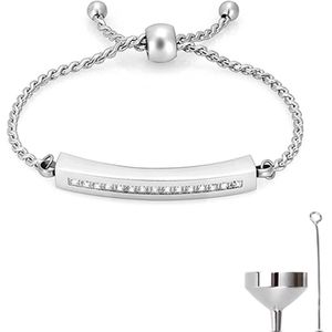 Luxe As Armband - Verstelbaar - 18-28 CM - Met Ashanger - Voor As, Haren of Parfum - Assieraad - Gedenksieraad - Urn - Incl. As vuller en Opbergzakje - Perfect Silver