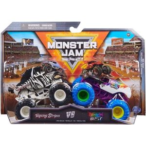 Hot wheels Monster Jam truck 2-pack Racing Stripes & Rainbow Blast - monstertruck 9 cm schaal 1:64